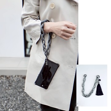 MISIA｜503 流蘇鏈條手腕肩背帶-灰