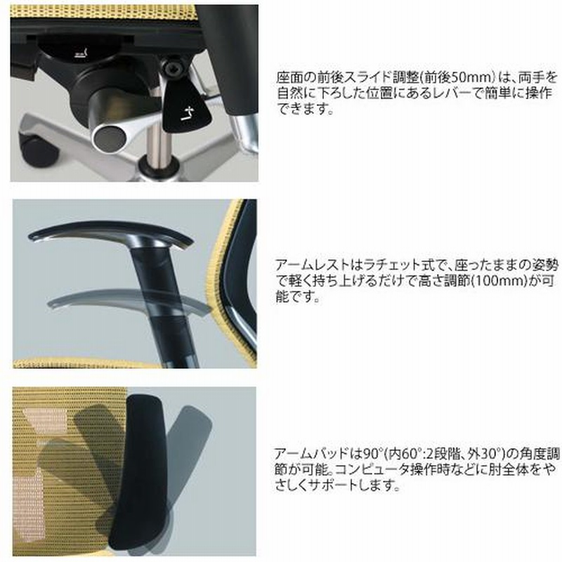 オカムラ バロンチェア アームレスト 固定肘 肘掛け（肘置き）のない