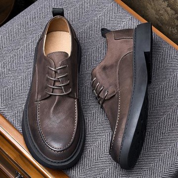 秋季軟底軟皮商務正裝英倫風男士皮鞋真皮休閑鞋系帶復古男鞋透氣