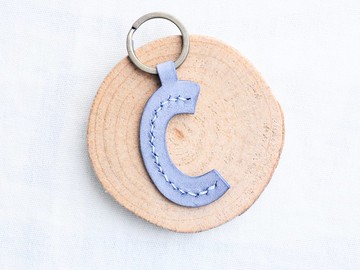 頭文字C字母鎖匙扣—白蠟皮組 好好縫 皮革材料包 鑰匙圈 意大利