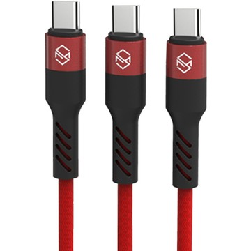 Sinjimoru 編織繩C型高速充電線  2m  紅色  3個