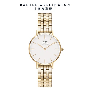 Daniel Wellington DW 手錶 Petite Evergold 28mm 香檳金珠寶式錶鏈-白錶盤 DW00100614