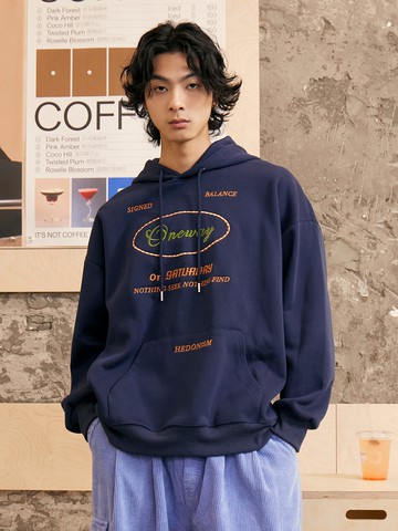 復古寬鬆刺繡字母長帽T