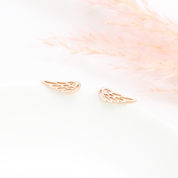 【Angel & Me】天使 夢想 翅膀 s925純銀厚鍍18k玫瑰金 耳環 耳夾