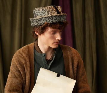 【限量叢林深處】復古簡約/豹紋卷簷/長毛絨絲帶裝飾帽