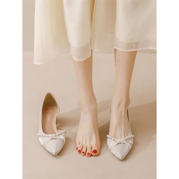 法式單鞋女2025春秋新款中跟粗跟小碼女鞋313233尖頭夏季高跟鞋子