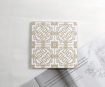 陶瓷花磚杯墊-囍事發生鐵窗花∣禮物∣入厝禮∣擺飾-上釉款