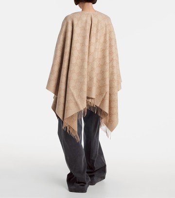 Gucci GG fringed cashmere-blend lamé cape