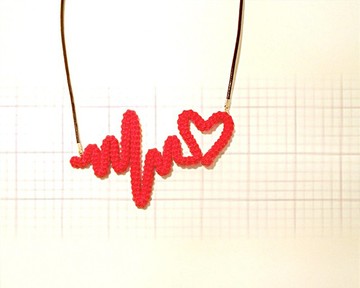 Heartbeat EKG Love Rhythm Pendant 紅色浪漫項鍊脈搏跳動首飾