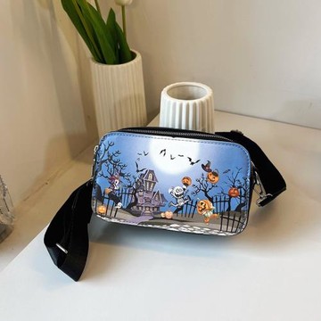 歐美潮流萬圣節印花小方包2024新款小眾設計百搭單肩包斜跨包女包