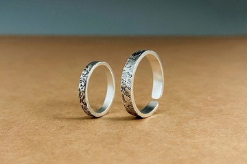 岩石紋銀戒/純銀戒指/情侶對戒/手作金工/客製化商品