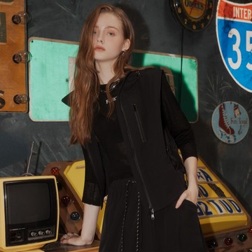 SO NICE 甜酷運動風立領防潑水風衣連帽背心外套