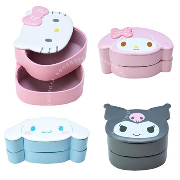 小禮堂 三麗鷗 皮質造型雙層旋轉飾品盒 (大臉款) Kitty 美樂蒂 酷洛米