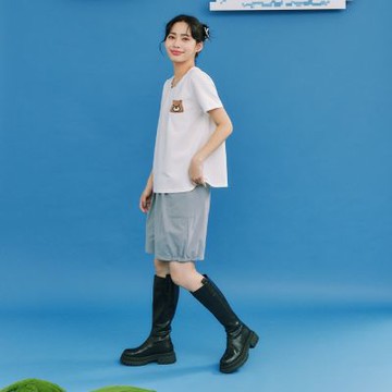 【Dailo】 繭型休閒口袋五分裙  綠 灰