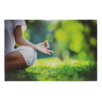 24mama 單聯式掛畫 年輕女人 健康戶外 安寧放鬆 陽光夏天 無框畫 時鐘掛畫-公園瑜伽  60 x 40cm