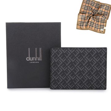 dunhill Signature滿版LOGO防刮皮革8卡格短夾-黑色