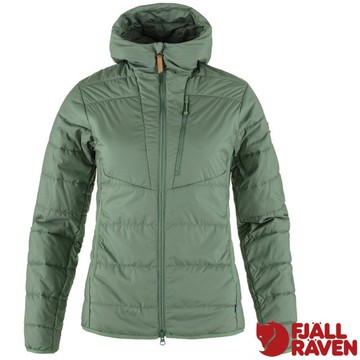 【Fjallraven 小狐狸】女 Keb Padded Hoodie 保暖化纖連帽夾克/雙向拉鍊/89630-614 綠鏽