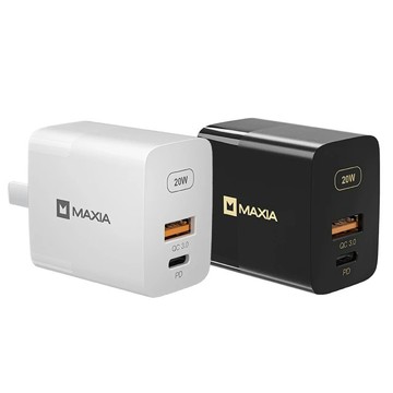 MAXIA 20W USB 1A1C急速快充器-白/黑(MPC-B20W)
