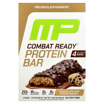 MusclePharm, Combat Ready™ 蛋白棒，巧克力碎曲奇面團味，4 根，每根 2.01 盎司（57 克）