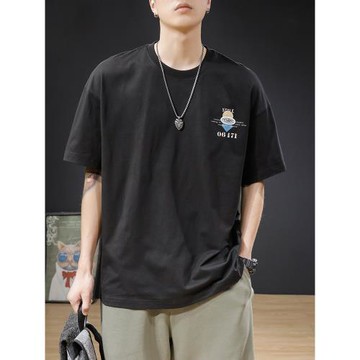 夏季純棉美式復古潮牌短袖t恤男寬松大碼加肥加大男士半袖衣服潮