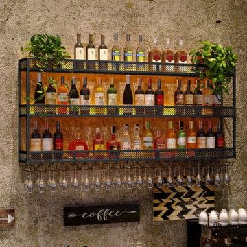 【免運】【附贈發票】壁掛酒架置物架紅酒櫃展示架客廳掛墻背景裝飾酒杯架倒掛高腳杯架