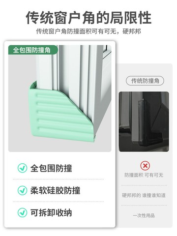 斷橋鋁窗戶防撞角硅膠防撞護角玻璃包角鋁合金內開窗角直角防磕碰