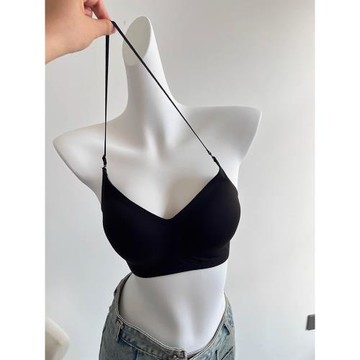 掛脖吊帶美背內衣女小胸聚攏加厚顯大無痕交叉u型大露背文胸罩夏