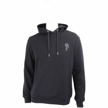 KARL LAGERFELD Q版老佛爺 卡爾矽膠黑色棉質連帽運動衫 大學T(男款)