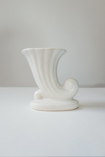 Vintage 霧面米色流線花器/美國老件