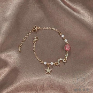 復古星月首飾簡約手鏈雙層流蘇民族風女小樹葉腳鏈飾品【倪醬小鋪】