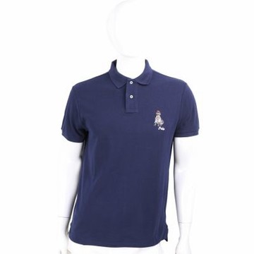 Polo Ralph Lauren 小狗刺繡深藍短袖POLO衫 上衣(男款/Custom Fit)