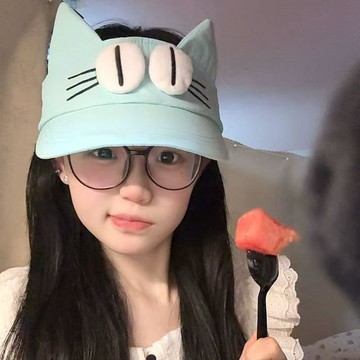 戶外防曬神器 遮陽防曬原創可愛大眼萌貓藍色空頂遮陽帽夏季卡通耳朵女生顯臉小防曬帽子 防曬帽子遮臉防紫外線 空頂帽子
