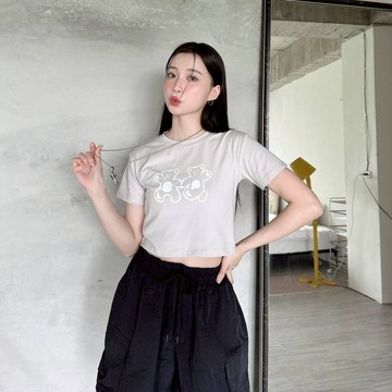 🔥隔日配｜KTUSA 韓國小熊印花短版T 短袖 熊熊短版 女生短T 短袖 短版T 熊熊T 女版短袖 女短版 80965