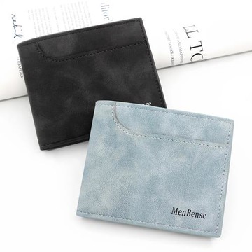 韓版簡約男士磨砂錢包短款兩折 時尚大容量年輕人兩折零錢夾男款
