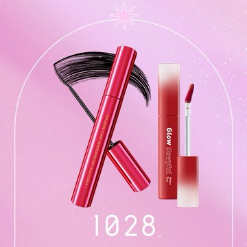 ［快速出貨］【1028】妝點眼唇小心機，美得剛剛好😍 （唇唇欲凍持色水光唇釉+飛激濃瞬翹防水睫毛膏）
