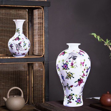 景德鎮陶瓷花瓶ins擺件客廳藝現代酒柜裝飾品書房創意插花小花瓶