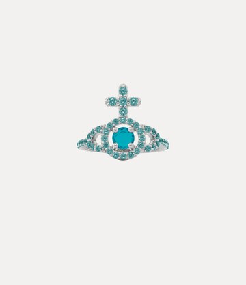 Vivienne Westwood Olympia Ring -Platinum-turquoise-dark-turquoise-cz -Platinum-turquoise-dark-turquoise-cz Unisex