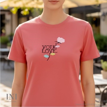 【INI】刺繡甜美、精緻舒適休閒上衣．橙色