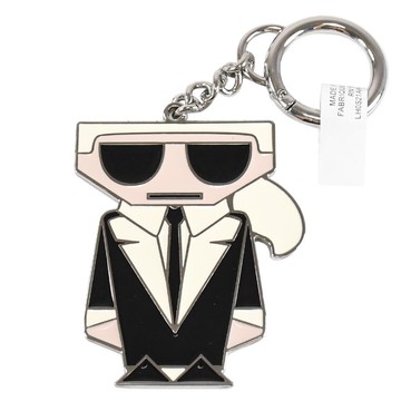 KARL LAGERFELD 卡爾 經典老佛爺造型鑰匙圈.銀