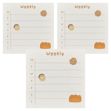 NOTE FOR 豆丁萌怪便籤紙 3本  麵包週記  100張  1組