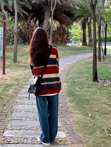 毛衣衫條紋港味復古韓系慵懶風內搭日系時尚百搭上衣秋冬季新款