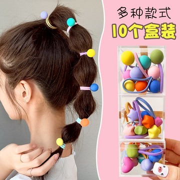 10根盒裝頭繩夏天年新款氣質皮套可愛少女發圈扎馬尾皮筋頭飾