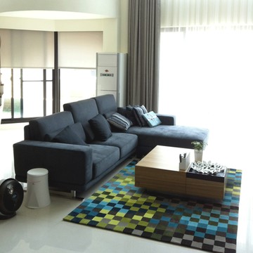 Fuwaly｜德國Esprit home 春天綠格紋地毯-70x140cm ESP2834-03