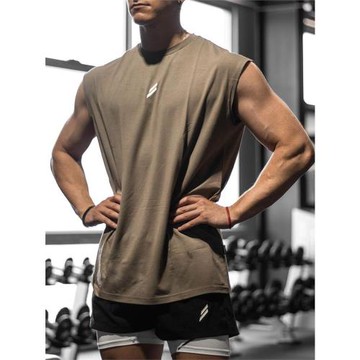 夏季健身運動背心男士休閑跑步衣服訓練坎肩T恤寬松大碼無袖短袖