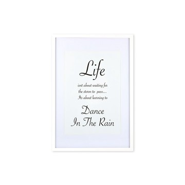 裝飾畫相框 Cursive Quote Dance In The Rain 白色框 63x43cm