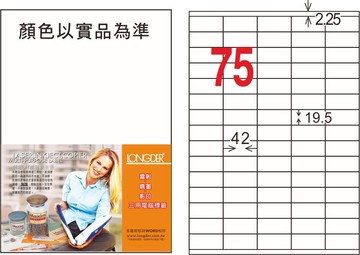 【龍德】LD-8111-T-C A4透明護貝膜標籤(不可列印) 19.5x42mm
