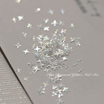💗台灣出貨💗美甲爆閃星鑽亮片網紅2024年新款銀色雪花蝴蝶星芒愛心指甲裝飾品