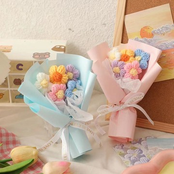 ❀【花中世界】❀婦女節母親節創意針織花泡芙花小花束毛線花束花藝裝飾擺件禮品