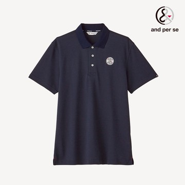 【and per se】男款深藍色吸汗速乾輕盈透氣極簡風格基本款 POLO衫 DGT207V7