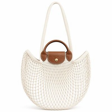 LONGCHAMP LE PLIAGE FILET系列網狀棉質手提/肩背兩用包(大/亞麻)